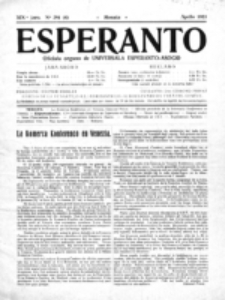 Esperanto : revuo internacia : oficiala organo de Universala Esperanto Asocio. Jaro 19, no 4=291 (Aprilo 1923)