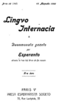 Lingvo Internacia : monata gazeto por la lingvo esperanto. Jaro 11, n-ro. 16=148 (15 Aŭgusto 1906)