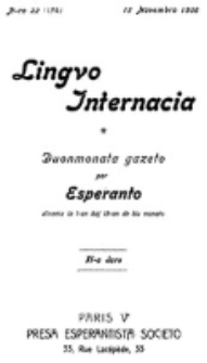 Lingvo Internacia : monata gazeto por la lingvo esperanto. Jaro 11, n-ro. 22=154 (15 Novembro 1906)
