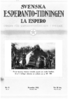 Lâ Espero : officiellt organ för Svenska Esperanto-Förbundet (S.E.F.) : organ för Esperanto-rörelsen i Sverige. Arg. 21, nr 11 (November 1933)