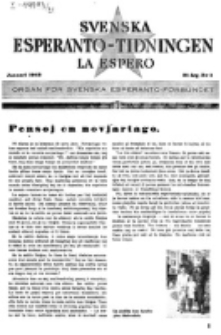 Lâ Espero : officiellt organ för Svenska Esperanto-Förbundet (S.E.F.) : organ för Esperanto-rörelsen i Sverige. Arg. 31, nr 1 (Januari 1943)