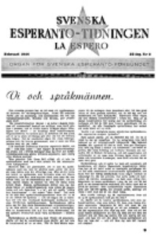Lâ Espero : officiellt organ för Svenska Esperanto-Förbundet (S.E.F.) : organ för Esperanto-rörelsen i Sverige. Arg. 32, nr 2 (Februari 1944)