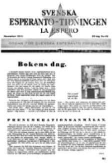 Lâ Espero : officiellt organ för Svenska Esperanto-Förbundet (S.E.F.) : organ för Esperanto-rörelsen i Sverige. Arg. 32, nr 12 (December 1944)