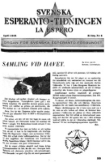 Lâ Espero : officiellt organ för Svenska Esperanto-Förbundet (S.E.F.) : organ för Esperanto-rörelsen i Sverige. Arg. 34, nr 4 (April 1946)