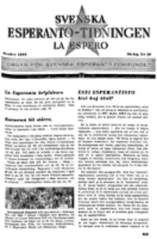 Lâ Espero : officiellt organ för Svenska Esperanto-Förbundet (S.E.F.) : organ för Esperanto-rörelsen i Sverige. Arg. 34, nr 10 (Oktober 1946)