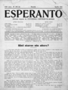 Esperanto : revuo internacia : oficiala organo de Universala Esperanto Asocio. Jaro 21, no 4=296 (Aprilo 1925)