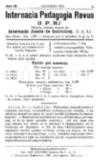 Internacia Pedagogia Revuo : oficiala organo de la Internacia Asocio de Instruistoj. Jaro 3, nro 3 (Oktobro 1912)