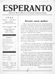 Esperanto : revuo internacia : oficiala organo de Universala Esperanto Asocio. Jaro 39, no 493 (Januaro-Februaro 1946)