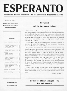 Esperanto : revuo internacia : oficiala organo de Universala Esperanto Asocio. Jaro 32, no 12=433 (Decembro 1936)