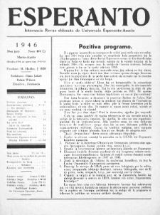 Esperanto : revuo internacia : oficiala organo de Universala Esperanto Asocio. Jaro 39, no 494 (Marto-Aprilo 1946)