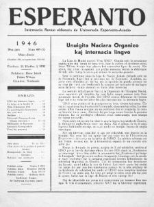 Esperanto : revuo internacia : oficiala organo de Universala Esperanto Asocio. Jaro 39, no 495 (Majo-Junio 1946)