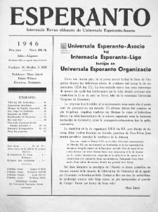 Esperanto : revuo internacia : oficiala organo de Universala Esperanto Asocio. Jaro 39, no 498 (Novembro-Dezembro 1946)
