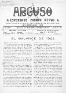 Arguso : esperanta monata revuo ; organo de meksikaj esperantistoj.Jaro 2, No 4/5 (Jan./Febr.1922)