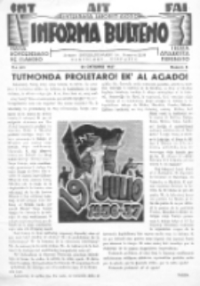 Informa Bulteno / Nacia Konfederacio de l'Laboro ; Internacia Laborist-Asocio ; Iberia Anarkista Federacio.Jaro 2, No 8 (oktobro1937)