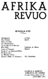 Afrika Revuo : la sola Esperanto-gazeto aperanta en Afriko : esperanto-gazeto por ĉiuj. Jaro 3 (nova serio), No 1 (Januaro 1947)
