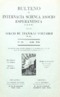 Bulteno de Internacia Scienca Asocio Esperantista (I.S.A.E) kaj de Sekcio de Teknikaj Vortaroj (T.V.). No 23 (Julio 1931)