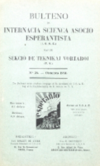 Bulteno de Internacia Scienca Asocio Esperantista (I.S.A.E) kaj de Sekcio de Teknikaj Vortaroj (T.V.). No 24 (Oktobro 1931)