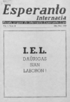 Esperanto Internacia : monata organo de la Internacia Esperanto-Ligo. Vol. 3, No 10 (okt./nov. 1939)