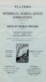 Bulteno de Internacia Scienca Asocio Esperantista (I.S.A.E) kaj de Sekcio de Teknikaj Vortaroj (T.V.). No 30 (Aprilo 1933)
