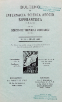Bulteno de Internacia Scienca Asocio Esperantista (I.S.A.E) kaj de Sekcio de Teknikaj Vortaroj (T.V.). No 31 (Julio 1933)