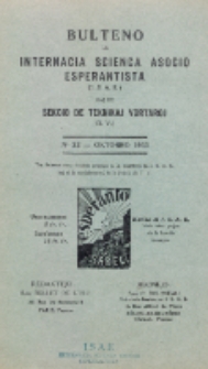 Bulteno de Internacia Scienca Asocio Esperantista (I.S.A.E) kaj de Sekcio de Teknikaj Vortaroj (T.V.). No 32 (Oktobro 1933)