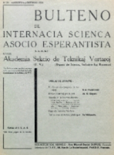 Bulteno de Internacia Scienca Asocio Esperantista (I.S.A.E) kaj de Sekcio de Teknikaj Vortaroj (T.V.). No 54 (Augusto kaj Oktobro 1938)
