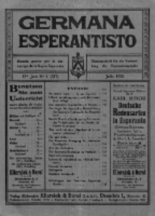 Germana Esperantisto : monata gazeto por la vastigado de la lingvo Esperanto.Jaro 19a, No 7 (julio1922)