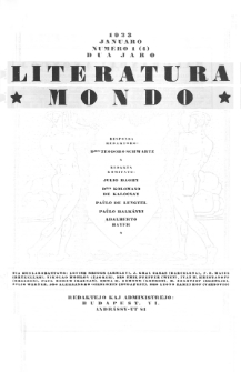 Literatura Mondo. Jaro 2, numero 1=4 ( Januaro 1923)