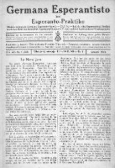 Germana Esperantisto : monata gazeto por la vastigado de la lingvo Esperanto.Jaro 21a, No 1 (januaro1924)