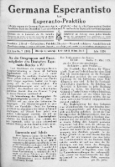 Germana Esperantisto : monata gazeto por la vastigado de la lingvo Esperanto.Jaro 21a, No 7 (julio1924)