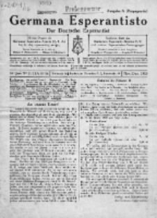 Germana Esperantisto : monata gazeto por la vastigado de la lingvo Esperanto.Jaro 16a, No 11/12a (nov./dec.1919)