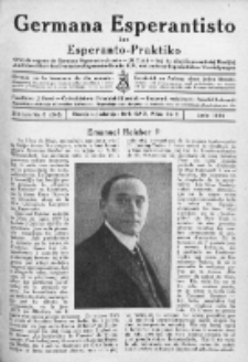 Germana Esperantisto : monata gazeto por la vastigado de la lingvo Esperanto.Jaro 21a, No 6 (junio1924)