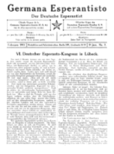 Germana Esperantisto : monata gazeto por la vastigado de la lingvo Esperanto. Jaro 8, No 2 (februaro1911)