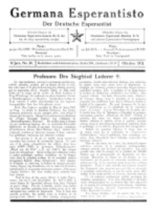 Germana Esperantisto : monata gazeto por la vastigado de la lingvo Esperanto. Jaro 8, No 10 (oktobro1911)