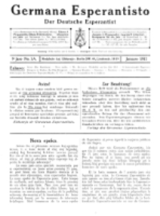 Germana Esperantisto : monata gazeto por la vastigado de la lingvo Esperanto. Jaro 9a, No 1a (januaro1912)