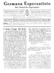 Germana Esperantisto : monata gazeto por la vastigado de la lingvo Esperanto. Jaro 9a, No 2a (februaro1912)