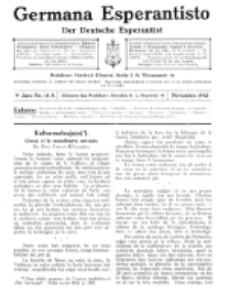 Germana Esperantisto : monata gazeto por la vastigado de la lingvo Esperanto. Jaro 9a, No 11a (novembro1912)
