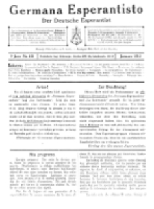 Germana Esperantisto : monata gazeto por la vastigado de la lingvo Esperanto. Jaro 9a, No 1b (januaro1912)