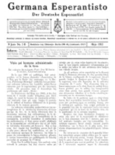 Germana Esperantisto : monata gazeto por la vastigado de la lingvo Esperanto. Jaro 9a, No 5b (majo1912)