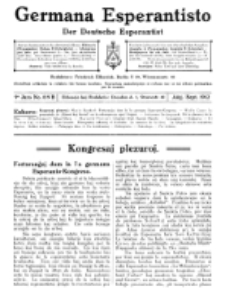 Germana Esperantisto : monata gazeto por la vastigado de la lingvo Esperanto. Jaro 9a, No 8/9b (aug./sept.1912)