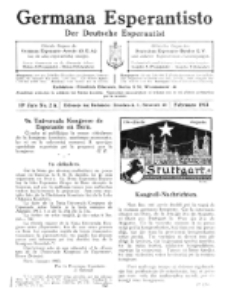 Germana Esperantisto : monata gazeto por la vastigado de la lingvo Esperanto.Jaro 10a, No 2a (februaro1913)