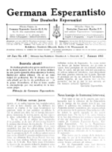 Germana Esperantisto : monata gazeto por la vastigado de la lingvo Esperanto.Jaro 10a, No 1b (januaro1913)