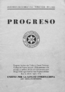Progreso : oficala organo dil Uniono por la apliko e propago de la Linguo Internaciona (Ido). Tomo 22, nro. 4=145 (Oktober-Decembro 1946)