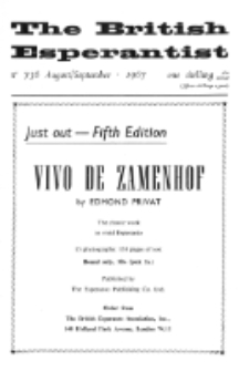 The British Esperantist : the official organ of the British Esperanto Association. Vol. 63, no 736 (August/September 1967)