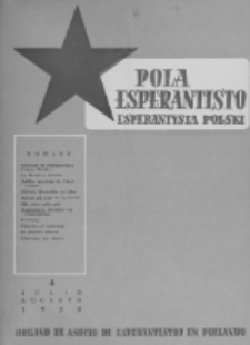 Pola Esperantisto : esperantaj sciigoj por pollingvanoj. Jaro 38, no 4 (Julio-Aŭgusto 1958)