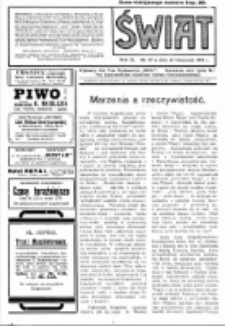 Świat : pismo tygodniowe ilustrowane poświęcone życiu społecznemu, literaturze i sztuce. R. 9 (1914), nr 47 (21 listopada)