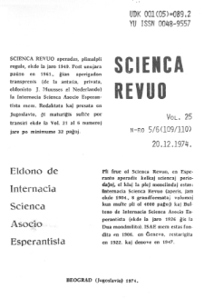 Scienca Revuo. Vol. 25, no 5/6 (1974)