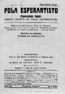 Pola Esperantisto. Jaro 20, no 2=120 (Februaro 1926)