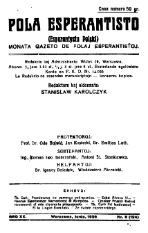 Pola Esperantisto. Jaro 20, no 6=124 (Junio 1926)