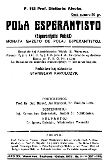 Pola Esperantisto. Jaro 20, no 9-10=127-128 (September-Oktob. 1926)